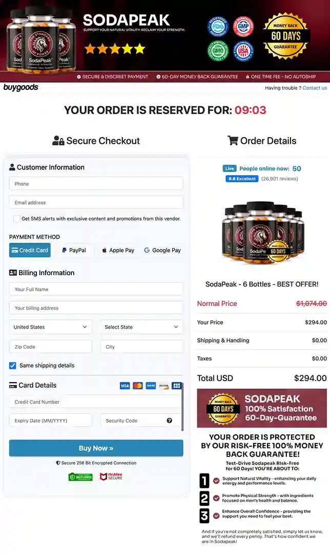 SodaPeak secure official order page