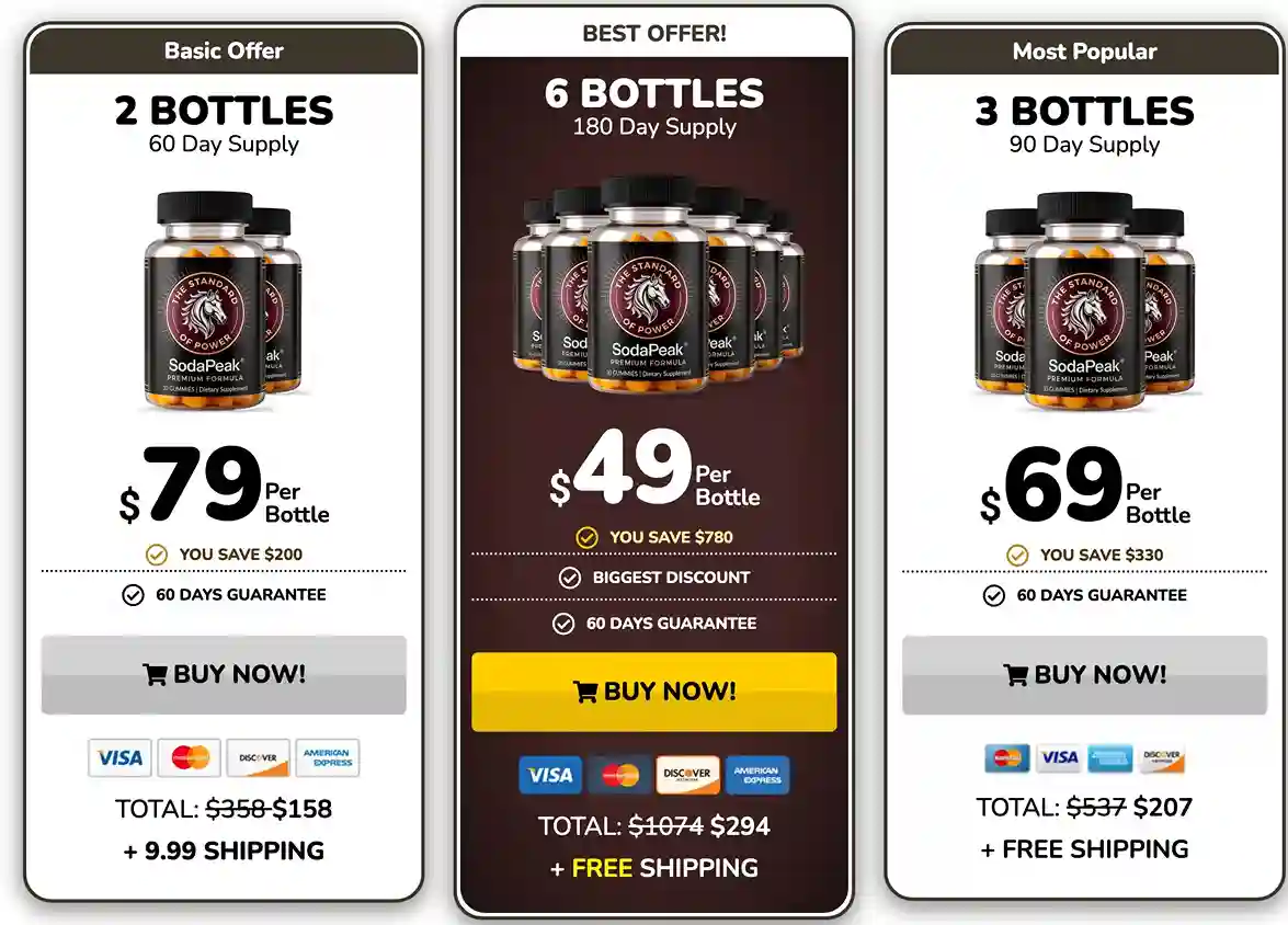 SodaPeak pricing — 2, 3 and 6 bottle packages